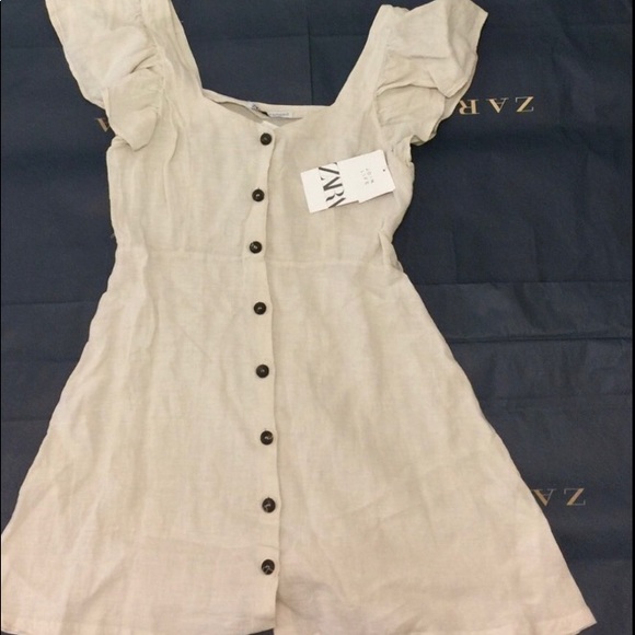 ZARA LINEN BLEND RUFFLE DRESS - Picture 2 of 2
